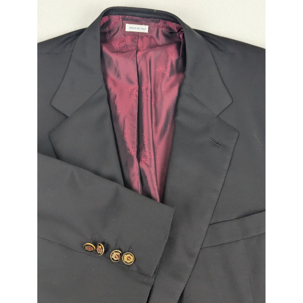 Brioni Nomentano Black Wool Blazer 48R Gold Crest Buttons Made in Italy